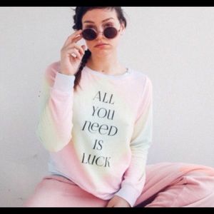 Wildfox all you need is luck sweater tie-dye xs